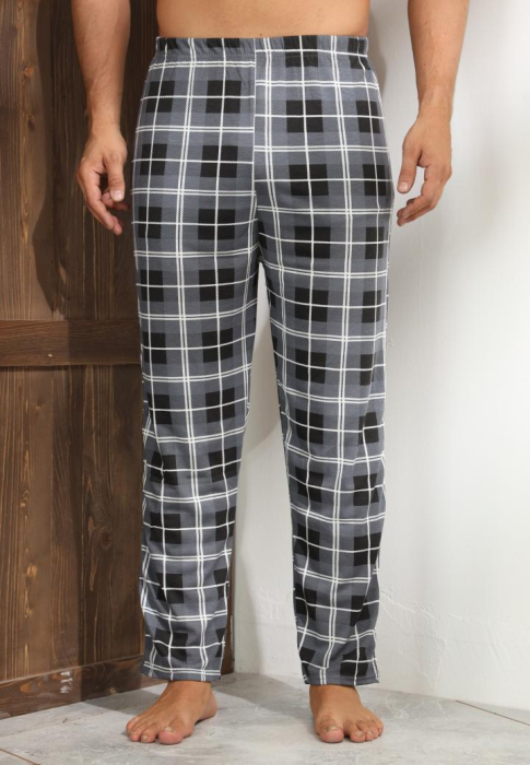 Pantaloni de Pijama pentru Barbati din Bumbac, gri carouri 3245 [4]