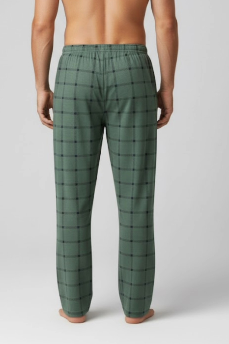 Pantaloni de Pijama pentru Barbati din Bumbac, verde 3337 [2]