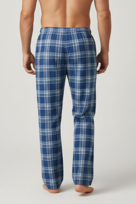 Pantaloni de Pijama pentru Barbati din Bumbac, albastru carouri 3331 [2]