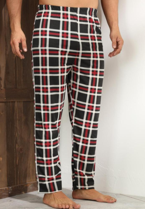 Pantaloni de Pijama pentru Barbati marime mare din Bumbac, Model Clasic negru/alb 3269 [2]