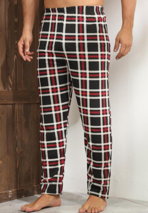 Pantaloni de Pijama pentru Barbati marime mare din Bumbac, Model Clasic negru/alb 3269 [1]
