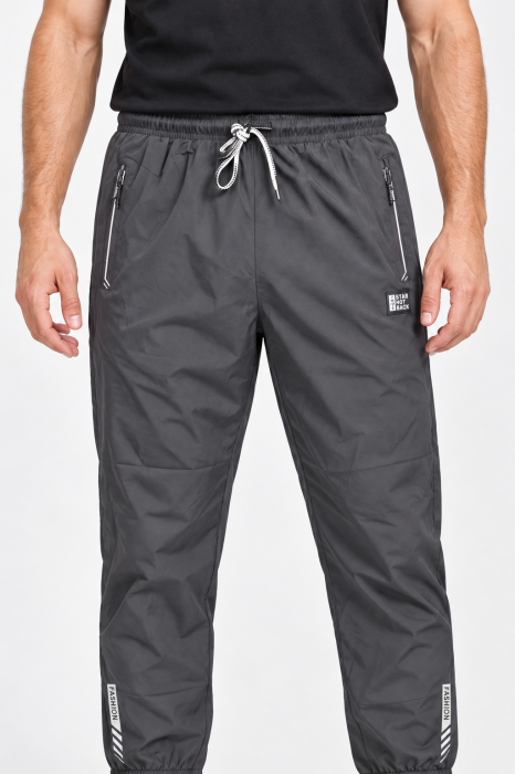 Pantaloni Fas Barbati Jogger, Material Subtire, Buzunare cu Fermoar, Talie Elastica, gri 8303 [5]