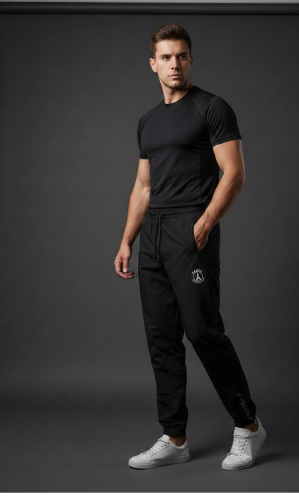 Pantaloni fas Jogger Sport Negru Model Paris cu Buzunare cu Fermoar 7795 [4]