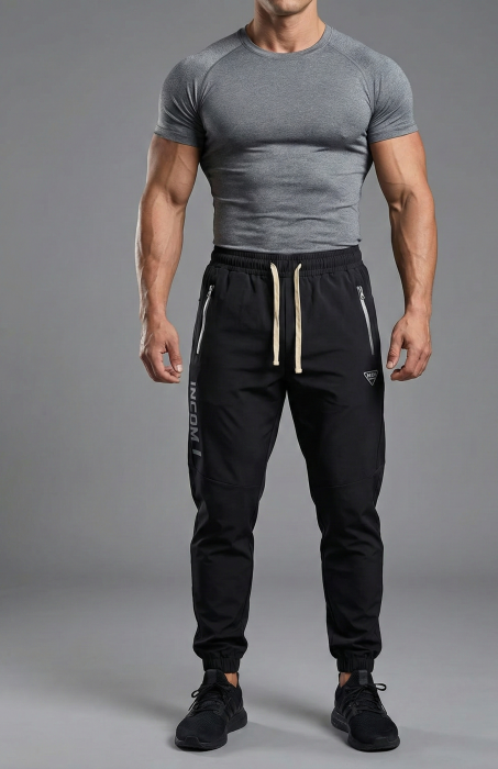 Pantaloni fas Trening Jogger Negri cu Buzunare cu Fermoar 7797 [3]