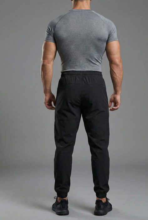 Pantaloni fas Trening Jogger Negri cu Buzunare cu Fermoar 7797 [2]