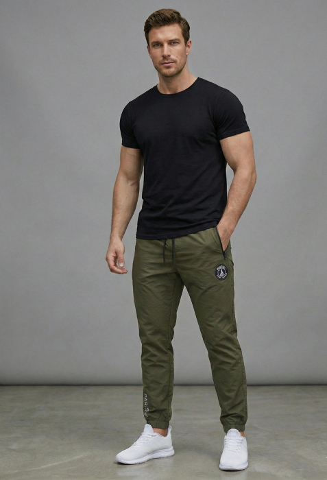 Pantaloni fas Jogger Sport Kaki Model Paris cu Buzunare cu Fermoar 7795 [2]