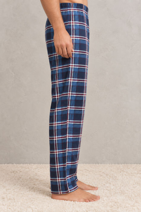 Pantaloni Pijama Barbati din Bumbac, Lungi, Model in Carouri marimi mari [2]