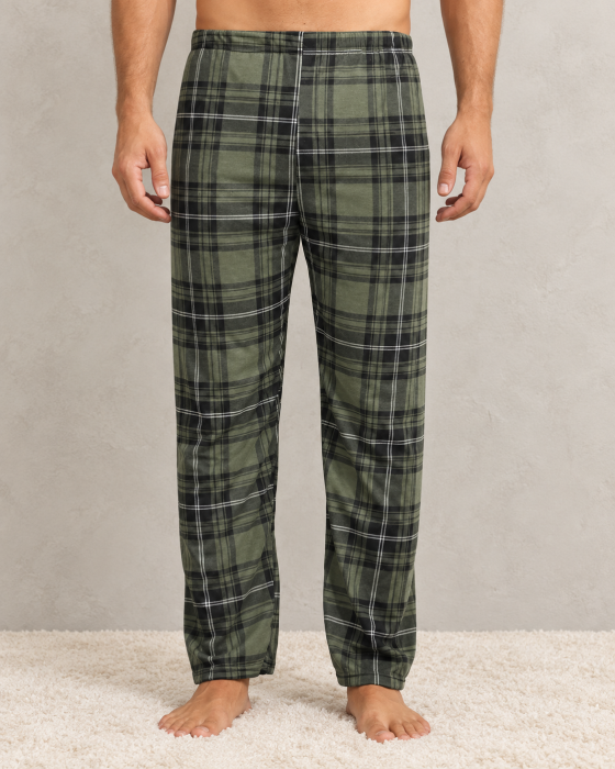 Pantaloni Pijama Barbati lungi verde in carouri [2]