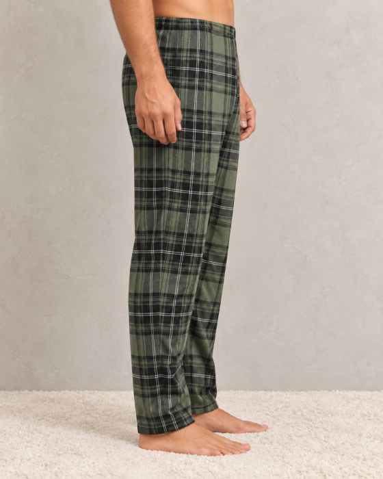 Pantaloni Pijama Barbati lungi verde in carouri [3]