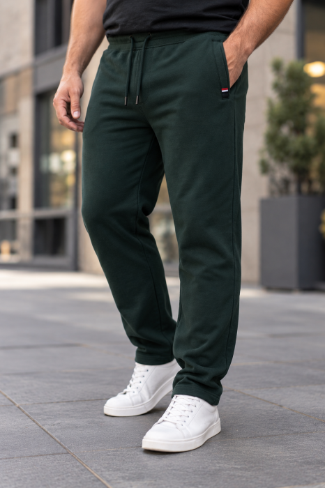 Pantaloni trening barbati, croiala dreapta,cu snur si buzunare, verde inchis Marimi mari [3]