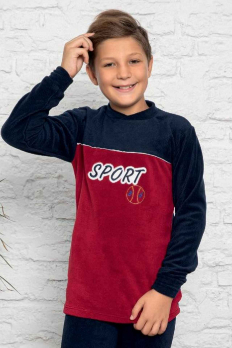 Pijama baieti, material soft polar moale si calduros, bleumarin [4]