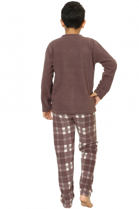 Pijama baieti, material soft polar moale si calduros, maro [2]