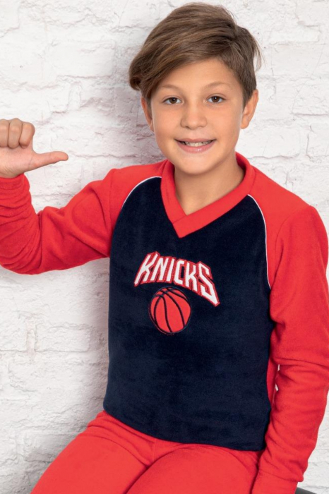 Pijama baieti, material soft polar moale si calduros, rosu [3]