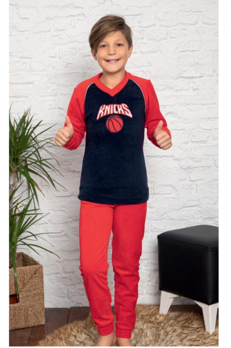 Pijama baieti, material soft polar moale si calduros, rosu [2]