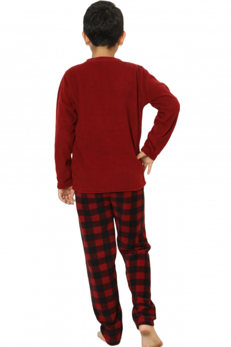 Pijama baieti, material soft polar moale si calduros, visiniu [2]