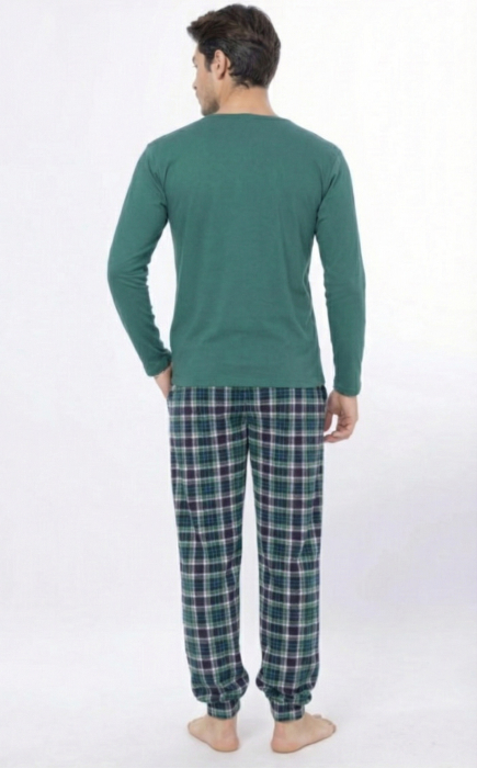 Pijama barbat din bumbac calitativ, maneci si pantaloni lungi, embody [2]