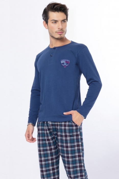 Pijama barbat din bumbac calitativ, maneci si pantaloni lungi, embody [3]