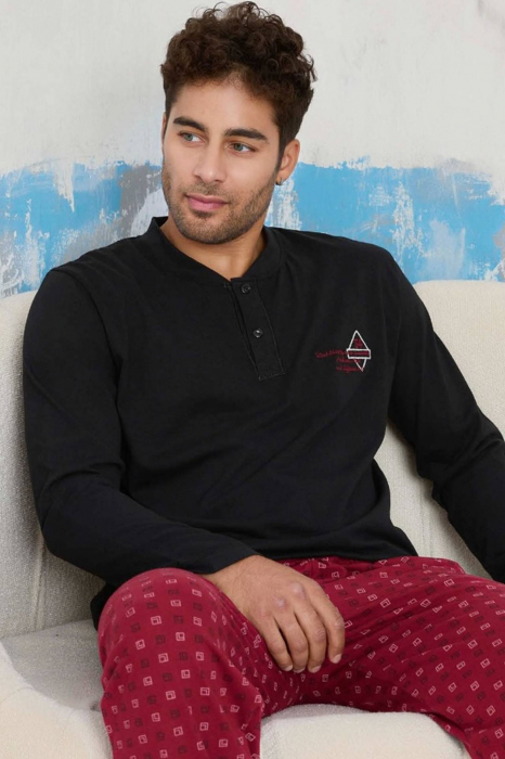 Pijama barbat din bumbac calitativ, maneci si pantaloni lungi, embody [3]