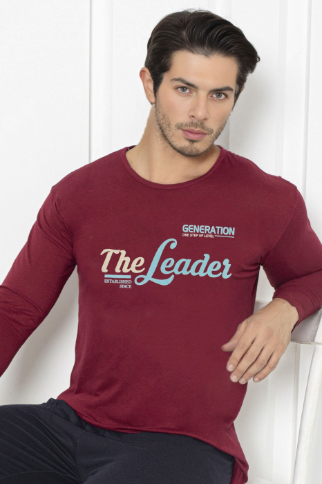 Pijama bumbac barbat, maneci si pantaloni lungi, imprimeu modern embody [3]