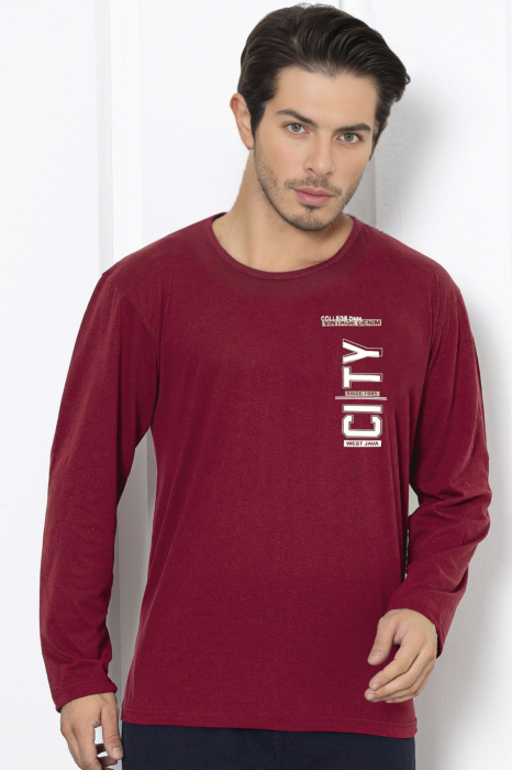 Pijama bumbac barbat, maneci si pantaloni lungi, imprimeu modern embody [3]