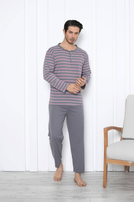 Pijama bumbac barbat, maneci si pantaloni lungi, imprimeu modern embody [1]