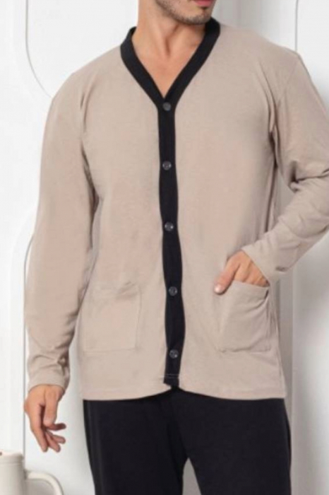 Pijama bumbac barbat, maneci si pantaloni lungi, imprimeu modern embody [3]