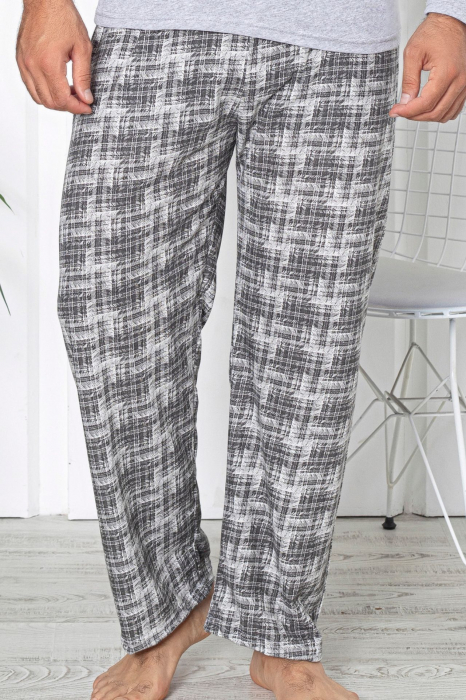 Pijama bumbac barbat, maneci si pantaloni lungi, imprimeu modern embody [2]