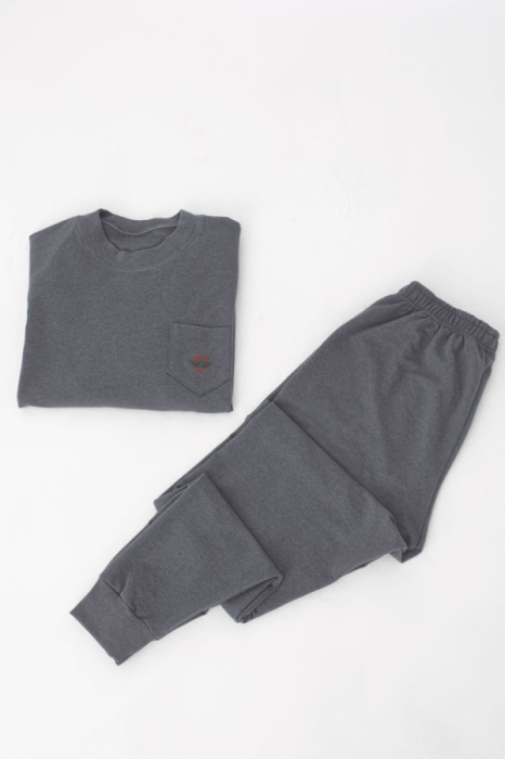 Pijama barbat bumbac tip trening, gri inchis 101embody [3]