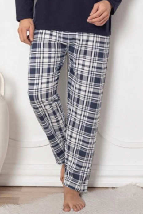 Pijama bumbac barbat, maneci si pantaloni lungi, imprimeu modern embody [2]