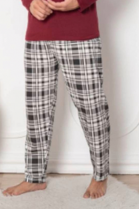 Pijama bumbac barbat, maneci si pantaloni lungi, imprimeu modern embody [3]