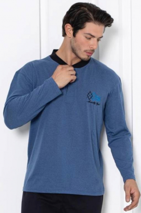 Pijama bumbac barbat, maneci si pantaloni lungi, imprimeu modern embody [3]