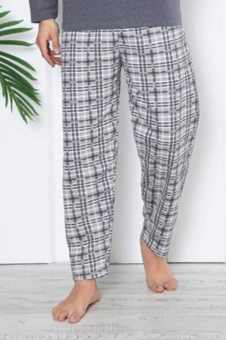 Pijama bumbac barbat, maneci si pantaloni lungi, imprimeu modern embody [2]