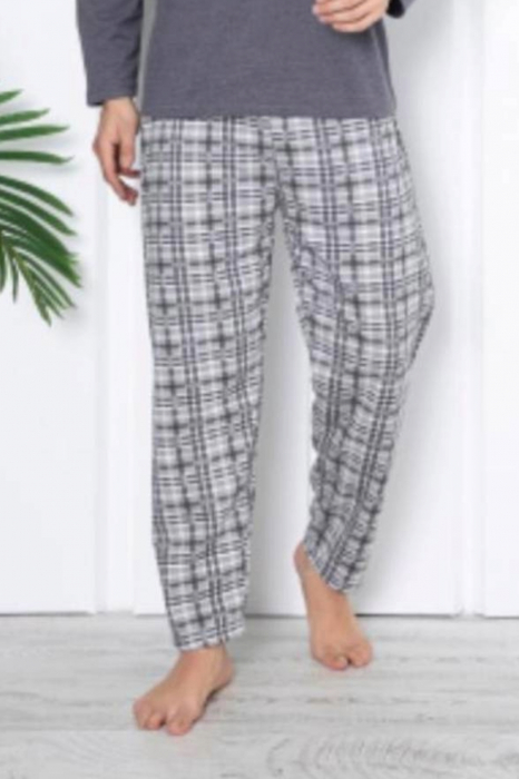 Pijama bumbac barbat, maneci si pantaloni lungi, imprimeu modern embody [2]