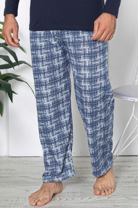 Pijama bumbac barbat, maneci si pantaloni lungi, imprimeu modern embody [2]