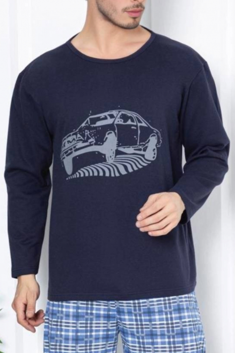 Pijama bumbac barbat, maneci si pantaloni lungi, imprimeu modern embody [3]