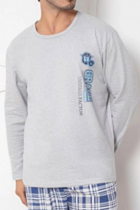 Pijama bumbac barbat, maneci si pantaloni lungi, imprimeu modern embody [3]