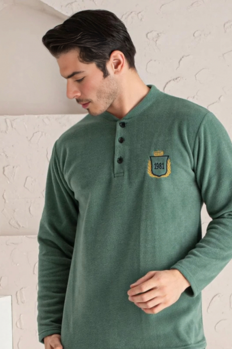 Pijama barbat, material soft polar moale si calduros, maneci si pantaloni lungi cu buzunare embody [3]