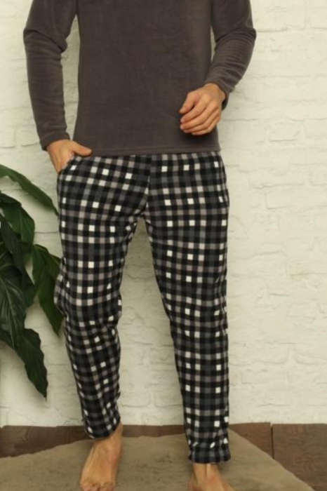 Pijama barbat, material soft polar moale si calduros, maneci si pantaloni lungi cu buzunare embody [2]
