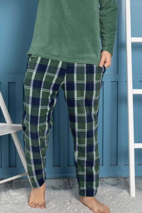 Pijama barbat, material soft polar moale si calduros, maneci si pantaloni lungi cu buzunare embody [4]