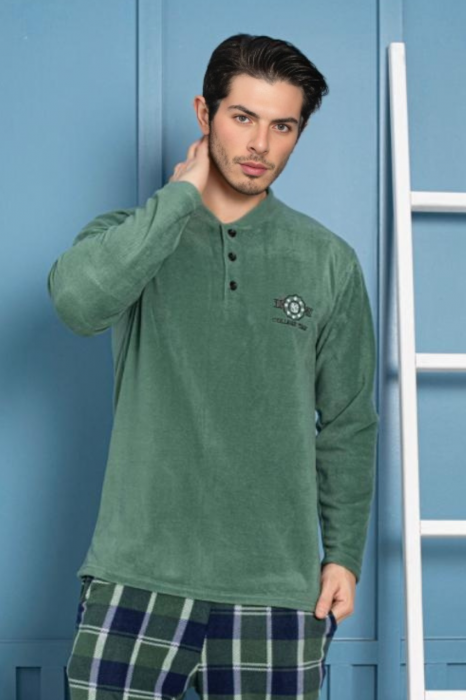 Pijama barbat, material soft polar moale si calduros, maneci si pantaloni lungi cu buzunare embody [3]