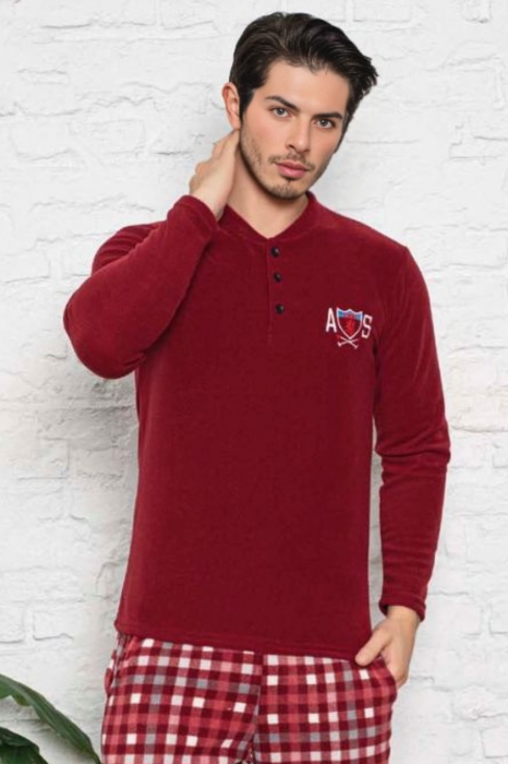 Pijama barbat, material soft polar moale si calduros, maneci si pantaloni lungi cu buzunare embody [3]