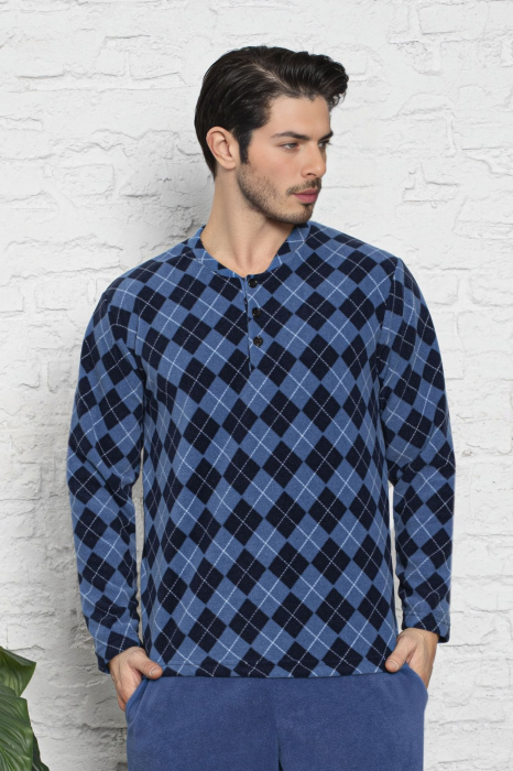 Pijama barbat, material soft polar moale si calduros, maneci si pantaloni lungi cu buzunare embody [3]