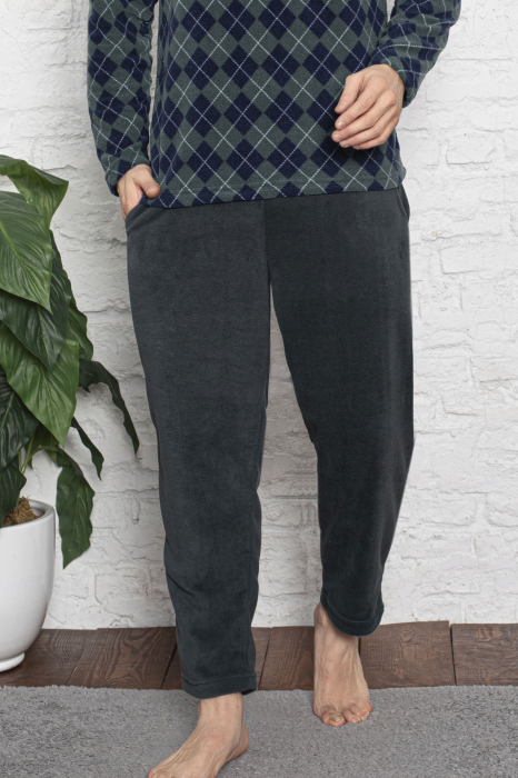 Pijama barbat, material soft polar moale si calduros, maneci si pantaloni lungi cu buzunare embody [2]