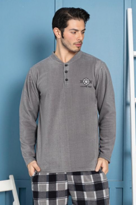 Pijama barbat, material soft polar moale si calduros, maneci si pantaloni lungi cu buzunare embody [3]