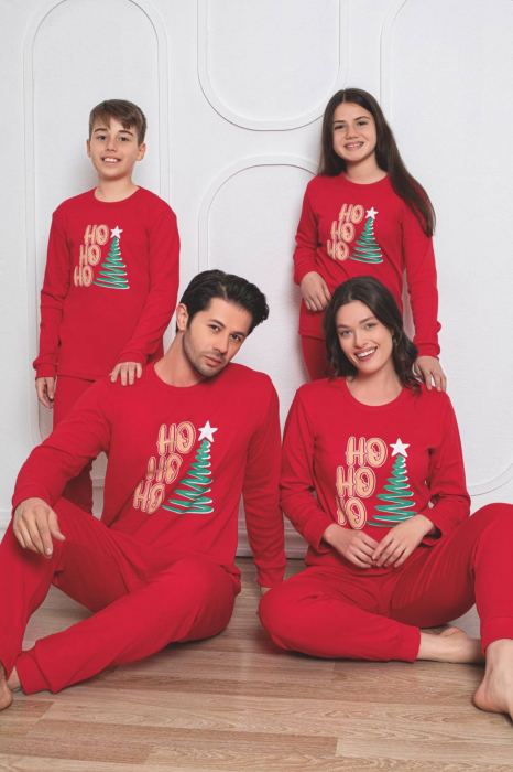 Pijama barbat Craciun din bumbac gros interlock, Merry Christmas, rosu 2006, embody [3]