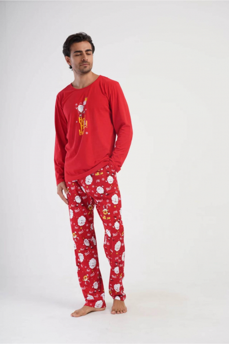 Pijama barbat de Craciun, bumbac calitativ, rosu Ho Ho Ho, embody [2]