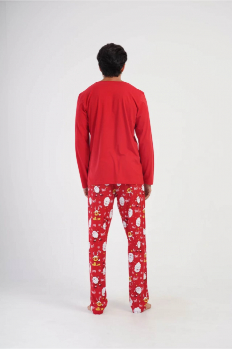 Pijama barbat de Craciun, bumbac calitativ, rosu Ho Ho Ho, embody [4]