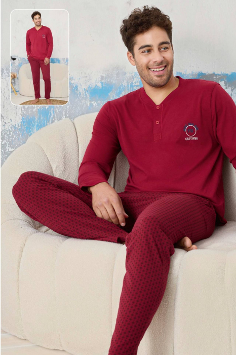 Pijama barbat din bumbac calitativ, maneci si pantaloni lungi, embody [2]