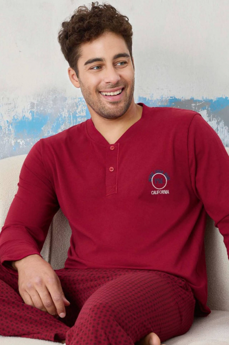 Pijama barbat din bumbac calitativ, maneci si pantaloni lungi, embody [3]