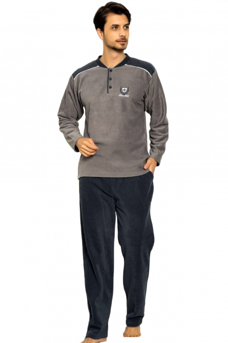 Pijama barbat, soft polar moale si calduros, maneci si pantaloni lungi, gri [3]